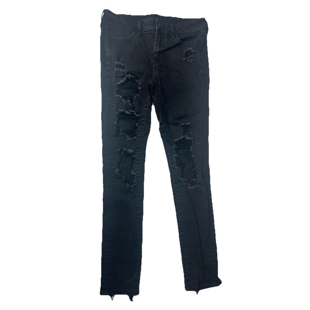 American Eagle Outfitters Black Jeggings Jeans Size 8 Reg Distressed Destroyed